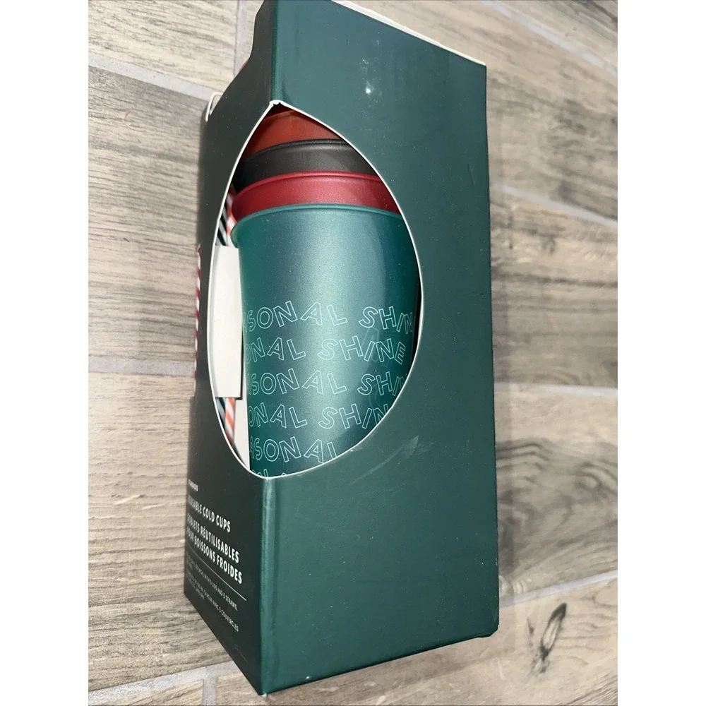 NEW Starbucks 2019 Holiday Christmas Reusable Cold Cups With Straws 24oz 5 Pack